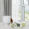 Inflatable Decorative Piece With Transparent Compartment Box White Flowers And Mountain View