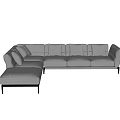 Gray Sectional Sofa With Multiple Cushions And Black Legs In Modern Design 3d model