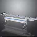 Industrial Conveyor Equipment With Long Blue Belt And Metal Support Legs