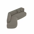 Light Gray Sectional Sofa With Two Cushions And Modern Minimalist Design 3d model