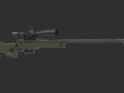 Olive Green Sniper Rifle With Long Barrel And High Power Scope 3d model
