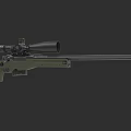 Olive Green Sniper Rifle With Long Barrel And High Power Scope