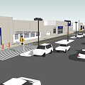 Large Commercial Building Exterior With Spacious Parking Lot And Many Parked Cars