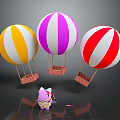 Colorful Hot Air Balloons Play Equipment Featuring Red White Yellow Purple And Cartoon Character Baskets
