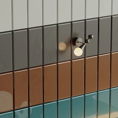 Colorful Tile Wall With Wall Sconce And Multicolor Tiles 3d model Colorful Tile Wall With Wall Sconce And Multicolor Tiles 3d model