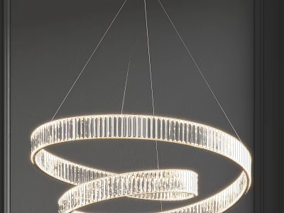 Elegant Spiral Crystal Chandelier Hanging with Crystal Strips on Dark Background 3d model