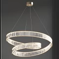Elegant Spiral Crystal Chandelier Hanging with Crystal Strips on Dark Background