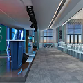 Modern Conference Hall Interior With Stage Podium White Chairs And Large Screen