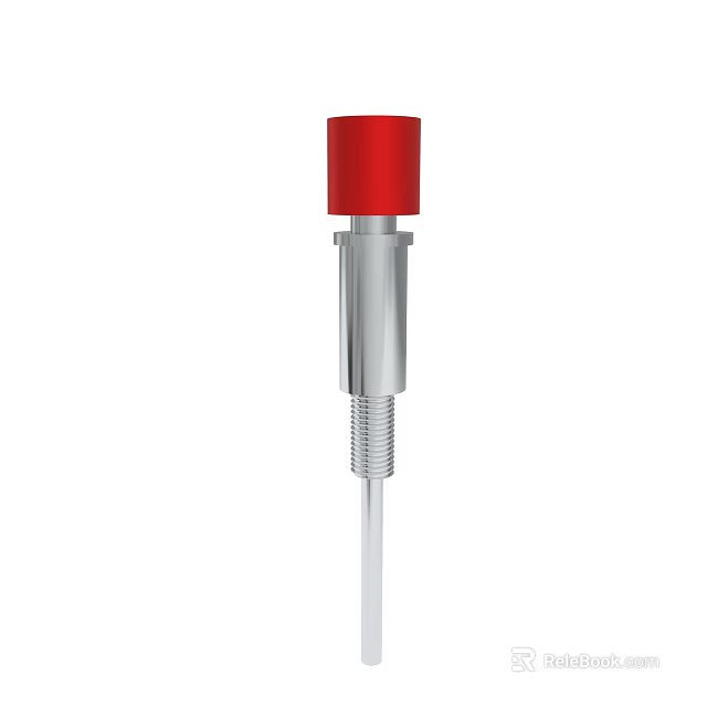 Industrial Component With Red Top Silver Threaded Metal Rod And Cylindrical Structure 3d model 