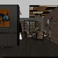 Modern Living Dining Room Interior With Glass Wine Rack Bar Counter Brick Wall and Sofa