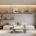 Modern Living And Dining Room Interior With Wooden Furniture Simple Decor And Lighting Elements