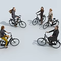 Group of People Riding Bicycles in Casual Attire for Outdoor Activity