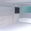Cartoon Scene Bedroom With Cozy Bed Blue Window White Lockers And TV Screen