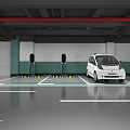 Modern Parking Lot With Electric Vehicle Charging Stations And Marked Spaces
