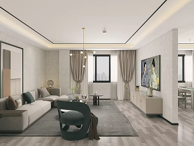 Modern Hotel Mahjong Room Interior With Sofas TV And Elegant Decor 3d model