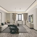 Modern Hotel Mahjong Room Interior With Sofas TV And Elegant Decor