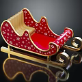 Festive Christmas Amusement Sleigh With Red Body White Snowflake Patterns And Golden Decorations