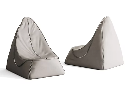 Two Gray Bean Bag Chairs with Modern Design for Indoor Seating 3d model