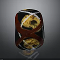 Artistic Wood Stone Decorative Piece With Red Black White Intricate Patterns