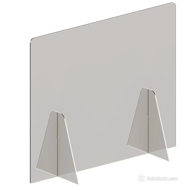 Transparent Acrylic Room Partition With Triangular Support Stands Modern Style 3d model 