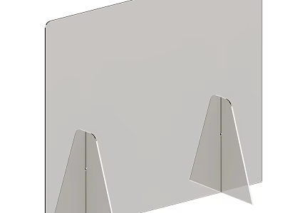 Transparent Acrylic Room Partition With Triangular Support Stands Modern Style 3d model