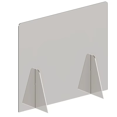 Transparent Acrylic Room Partition With Triangular Support Stands Modern Style 3d model