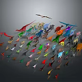 Colorful Dinosaur Models Collection With Various Species And Flying Reptiles Displayed