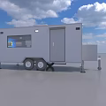 Modern White Functional Trailer Design With Wheels Ladder And Side Window 3d model