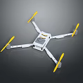 Four Rotor Drone With White Body Yellow Propellers And Propeller Arms