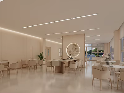 Modern Hospital Outpatient Clinic Waiting Area With Bright Lighting And Comfortable Seating 3d model