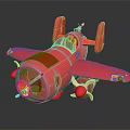 Red Cartoon Style Passenger Plane Model Featuring Transparent Cockpit And Short Wings