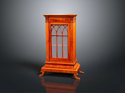Classic Wooden Display Cabinet With Glass Door And Decorative Carved Legs 3d model
