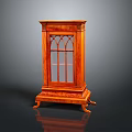 Classic Wooden Display Cabinet With Glass Door And Decorative Carved Legs