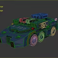 Blue Military Armored Vehicle With Six Wheels And Police Markings