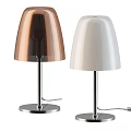 Modern Stylish Table Lamps With White and Copper Shades Metal Base Illuminated Bulb
