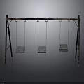 Multiple People Enjoying Outdoor Swing Set With Three Seats And Metal Frame