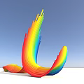 Rainbow Colored Garden Ornament With Curved Flowing Design And Vibrant Hues