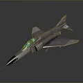 Detailed Fighter Jet Model With Gray Body Green Cockpit And Wing Design