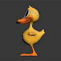 Yellow Cartoon Duck Toy With Black Sunglasses Standing On Black Background