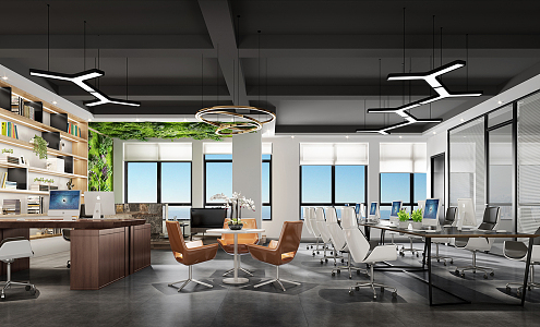 modern public office area open office area office 3d model