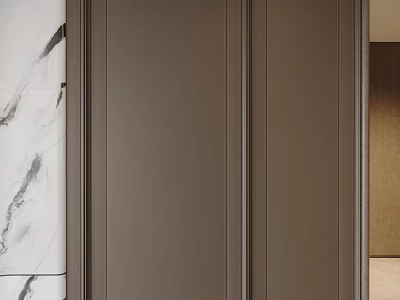 Modern Interior With Brown Wall Paneling And Marble 3d model
