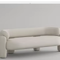 Modern Beige Fabric Multi seat Sofa With Rounded Arms And Sturdy Legs