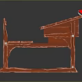 Red Wooden Desk With Matching Bench And Small Red Ball On Top
