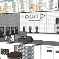 Modern Milk Tea Shop Interior With Counter Menu Board Coffee Machine And Seating Area