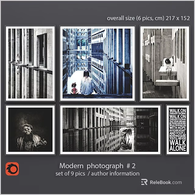 Modern Photo Frames Featuring Black And White Architectural Portrait And Text Photographs 3d model 