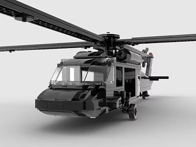 Building Blocks Black Helicopter Model With Rotors Cockpit And Fuselage 3d model