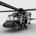 Building Blocks Black Helicopter Model With Rotors Cockpit And Fuselage