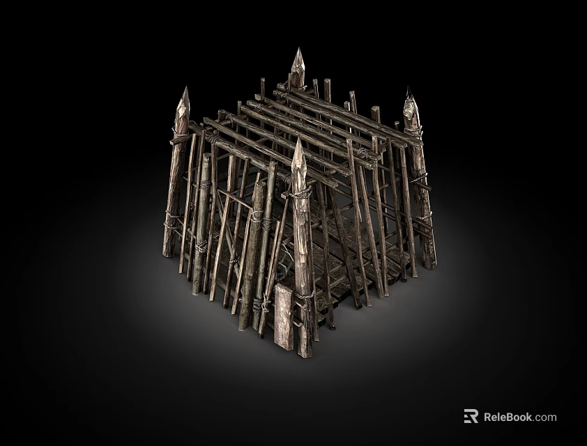 Sturdy Metal Pet Cage With Tower Like Frame And Spire Design Structure 3d model 