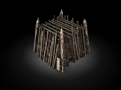 Sturdy Metal Pet Cage With Tower Like Frame And Spire Design Structure 3d model