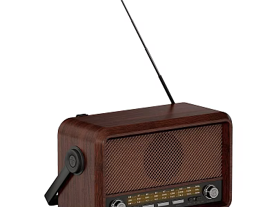 Vintage Wooden Radio With Antenna Knobs And Tuning Dial Design 3d model